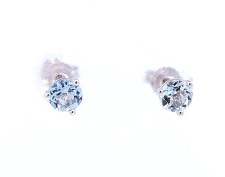 10K White Gold 5mm Aquamarine Stud Earrings with Butterfly Backs