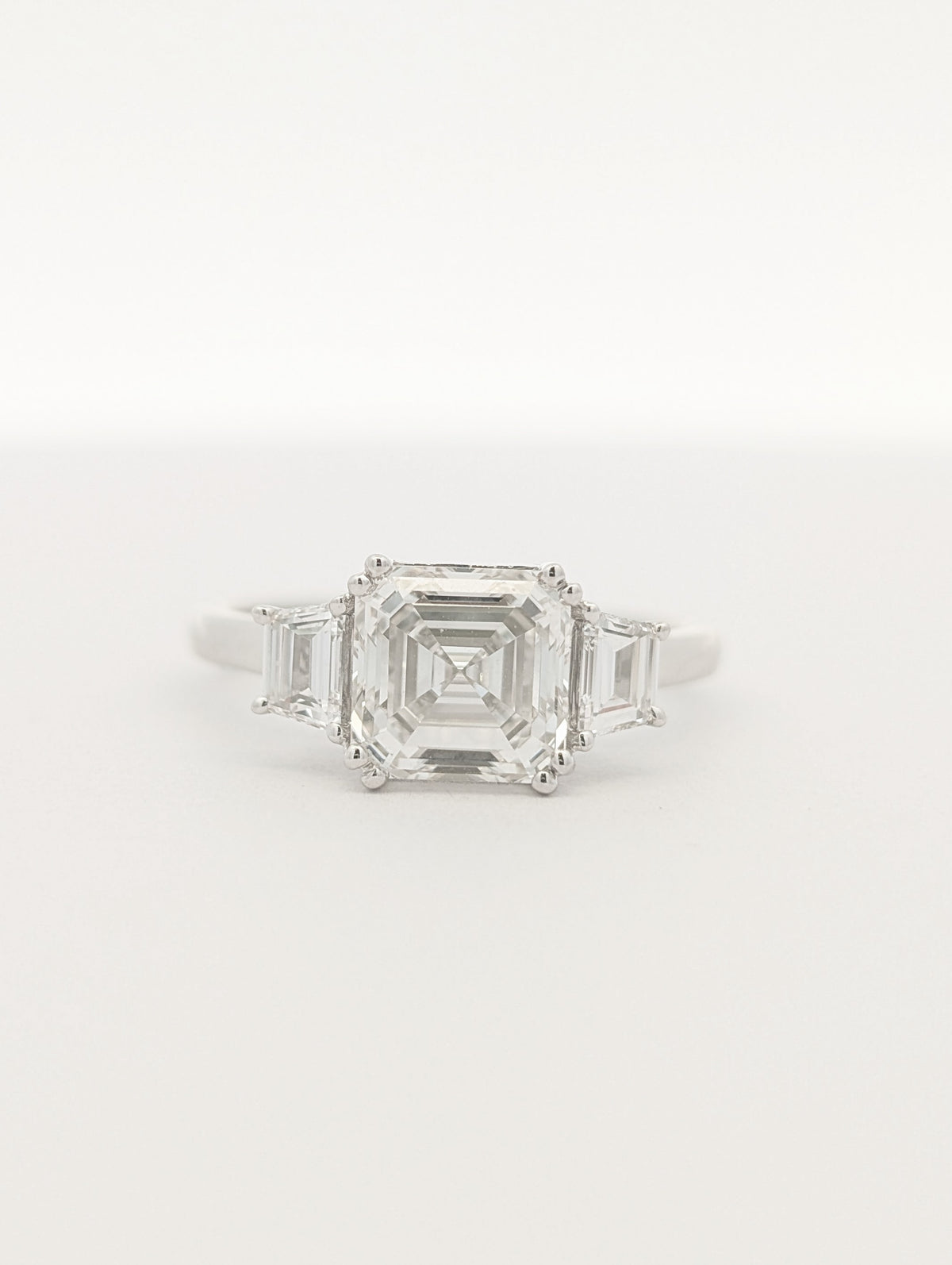 14K White Gold Lab Grown Asscher Cut Diamond Engagement Ring