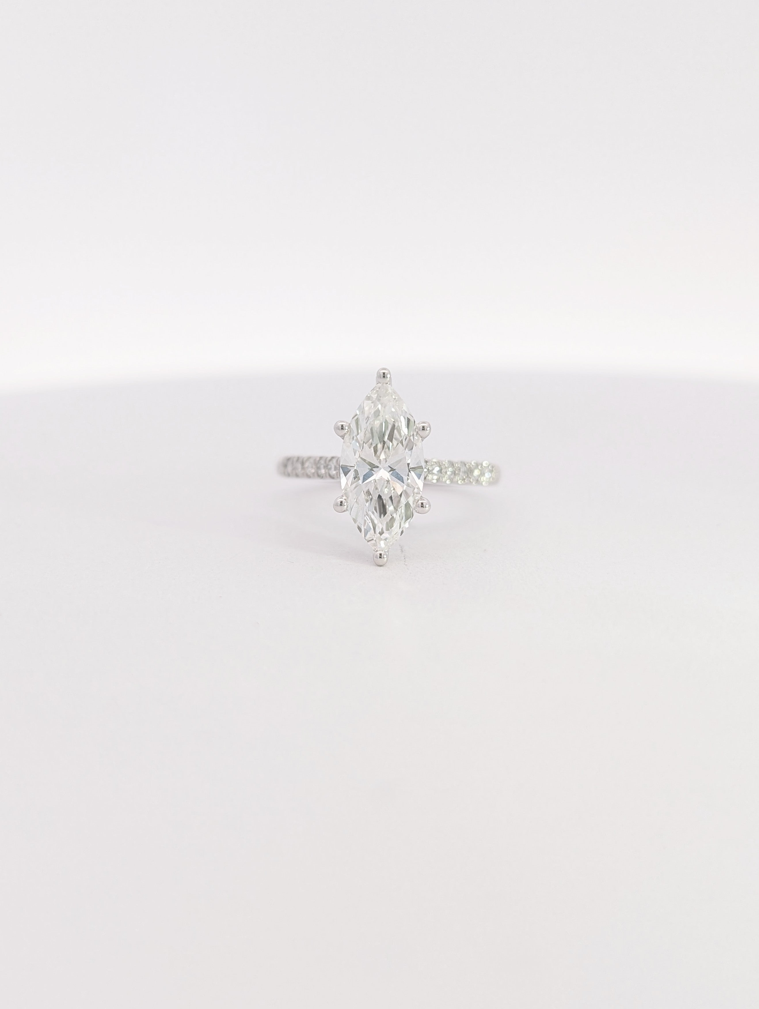 14K White Gold Lab Grown Marquise Diamond Engagement Ring - 4