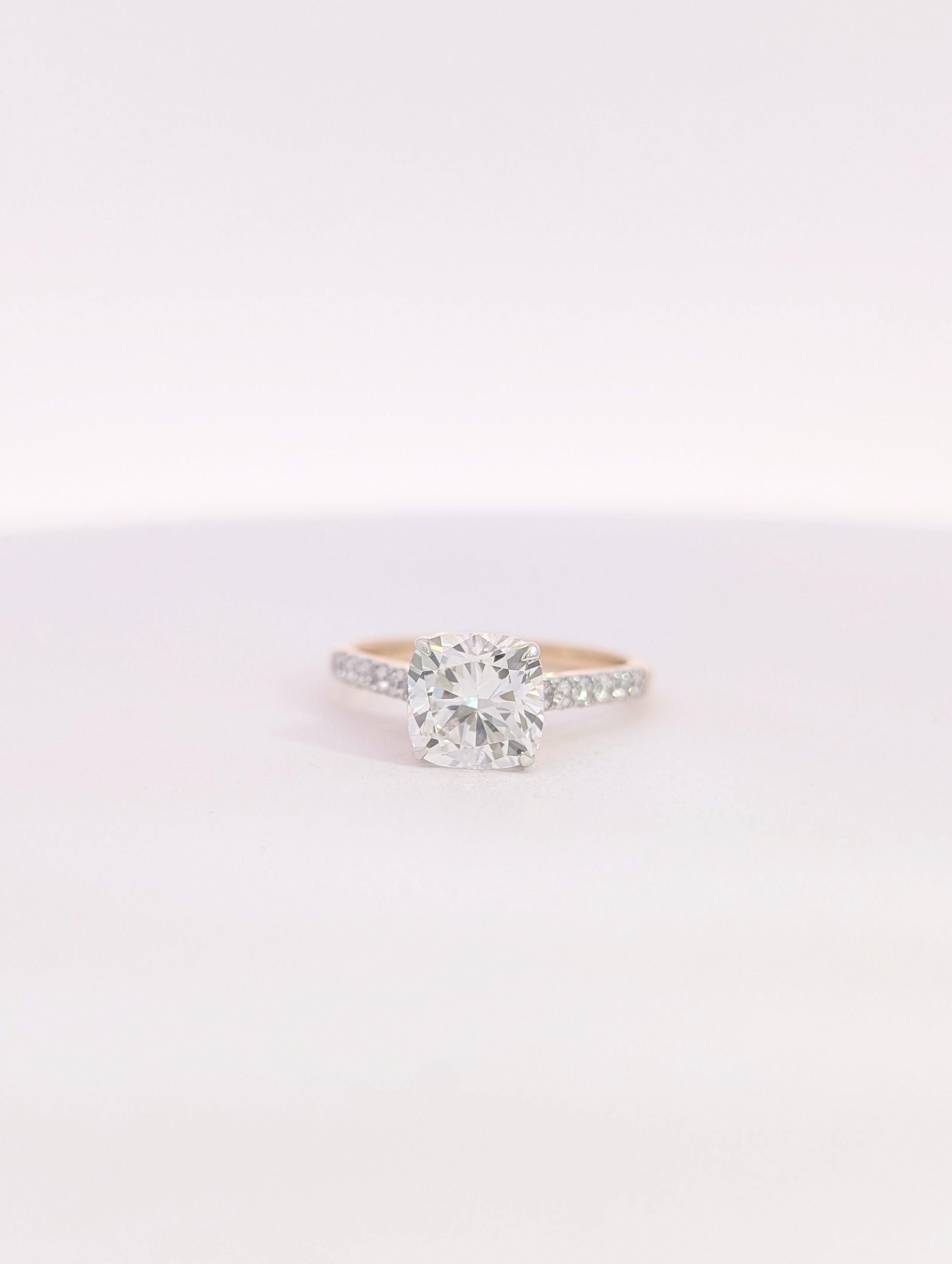14K Gold Lab Grown Cushion Cut Diamond Engagement Ring - 4 /
