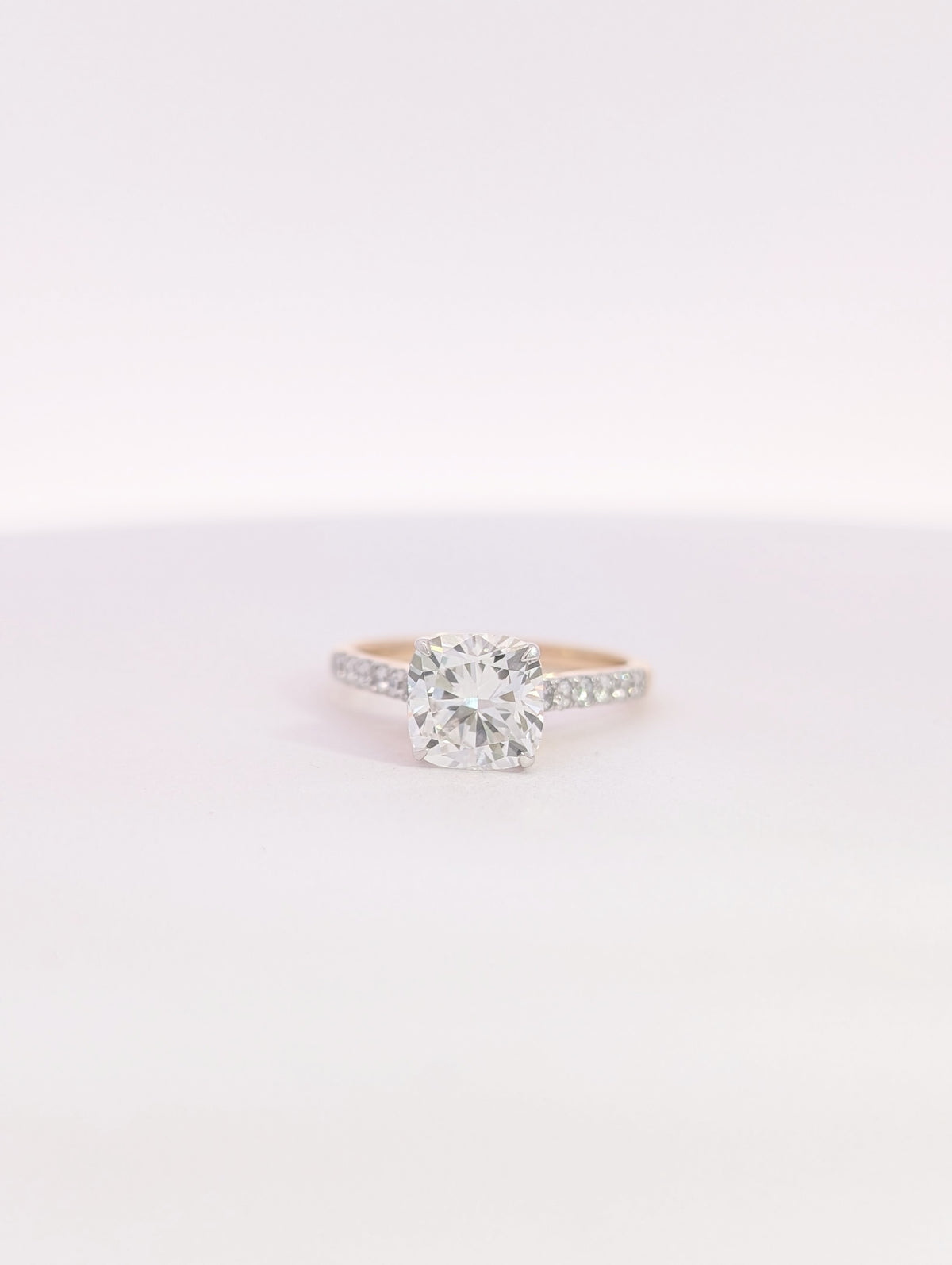 14K Gold Lab Grown Cushion Cut Diamond Engagement Ring