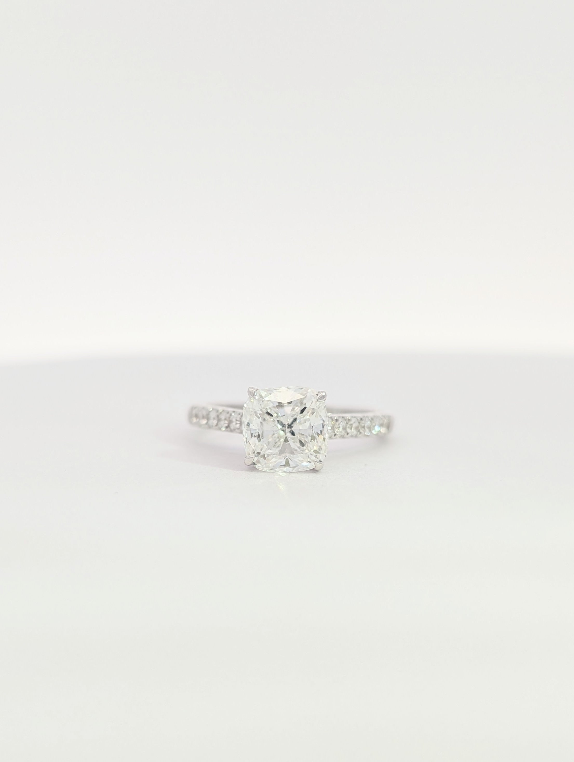 14K Gold Lab Grown Cushion Cut Diamond Engagement Ring - 4 /