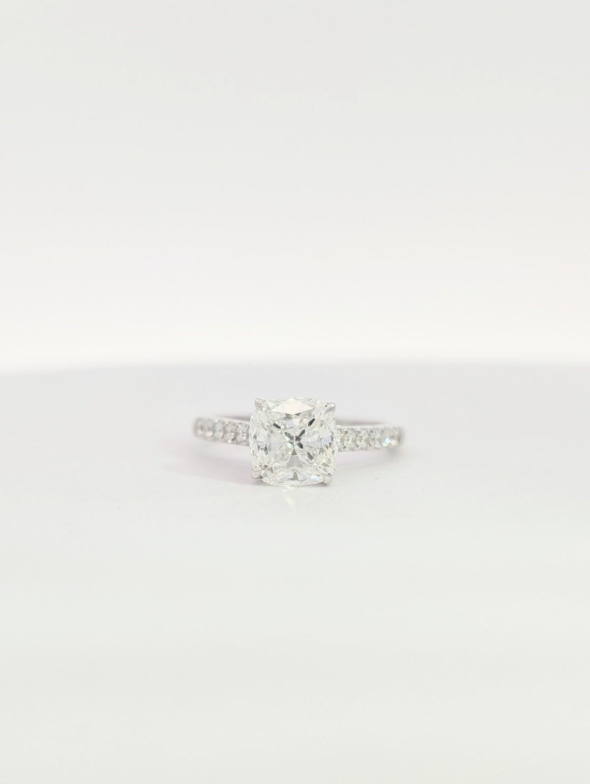 14K Gold Lab Grown Cushion Cut Diamond Engagement Ring