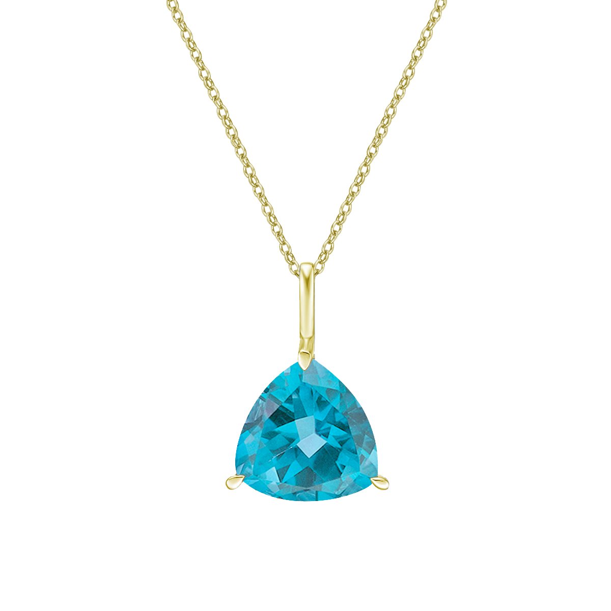 10K Yellow Gold Prong-set Trillion Blue Topaz Pendant