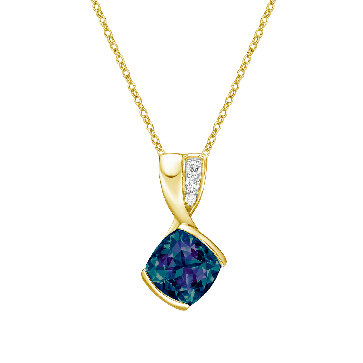 10K Yellow Gold Created Alexandrite pendant