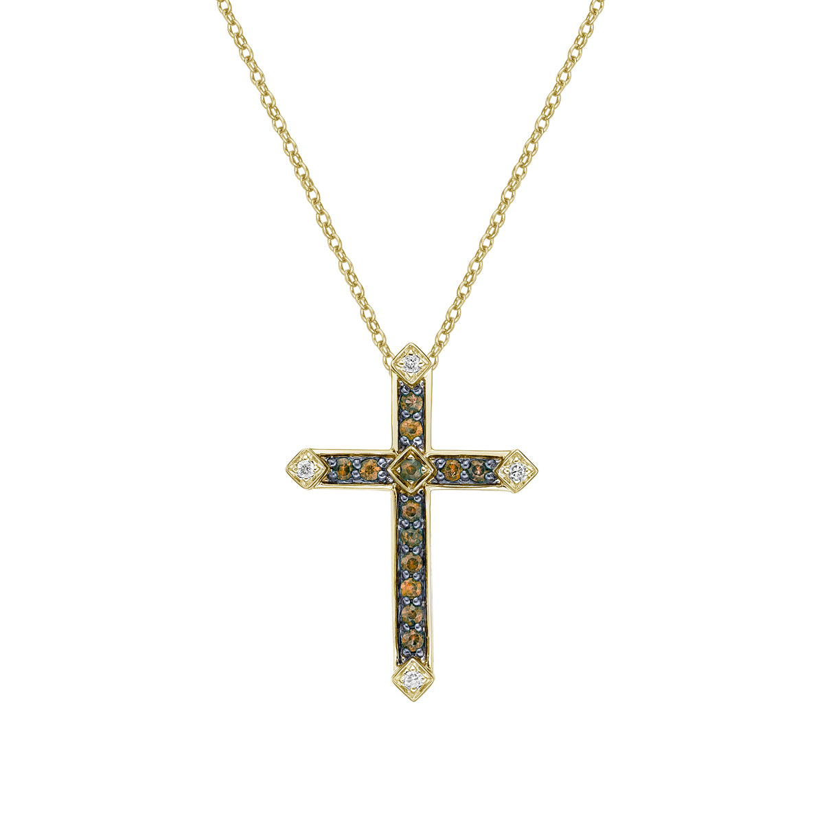 10K Yellow Gold Chocolate diamond cross pendant