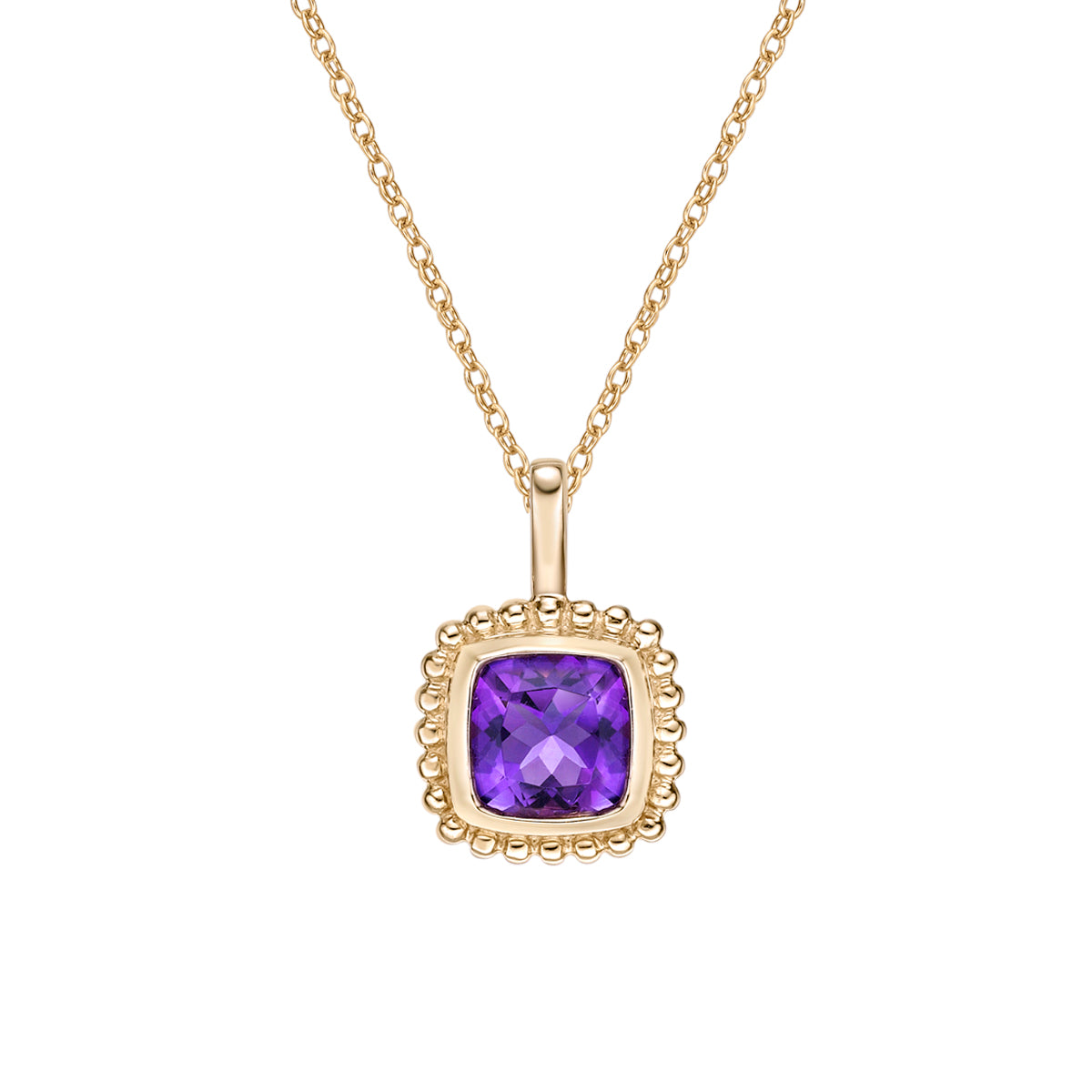 10K Yellow Gold Bezel-set Amethyst pendant