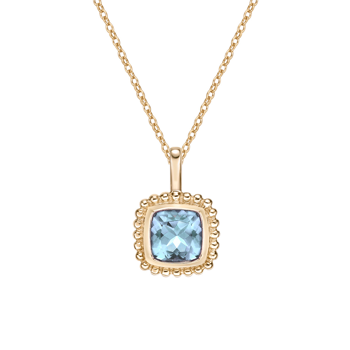 10K Yellow Gold Bezel-set Aquamarine pendant