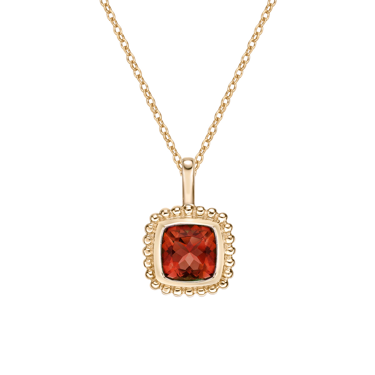 10K Yellow Gold Bezel-set Garnet pendant