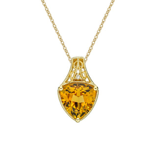 10K Yellow Gold Prong-set Citrine pendant with diamond accent
