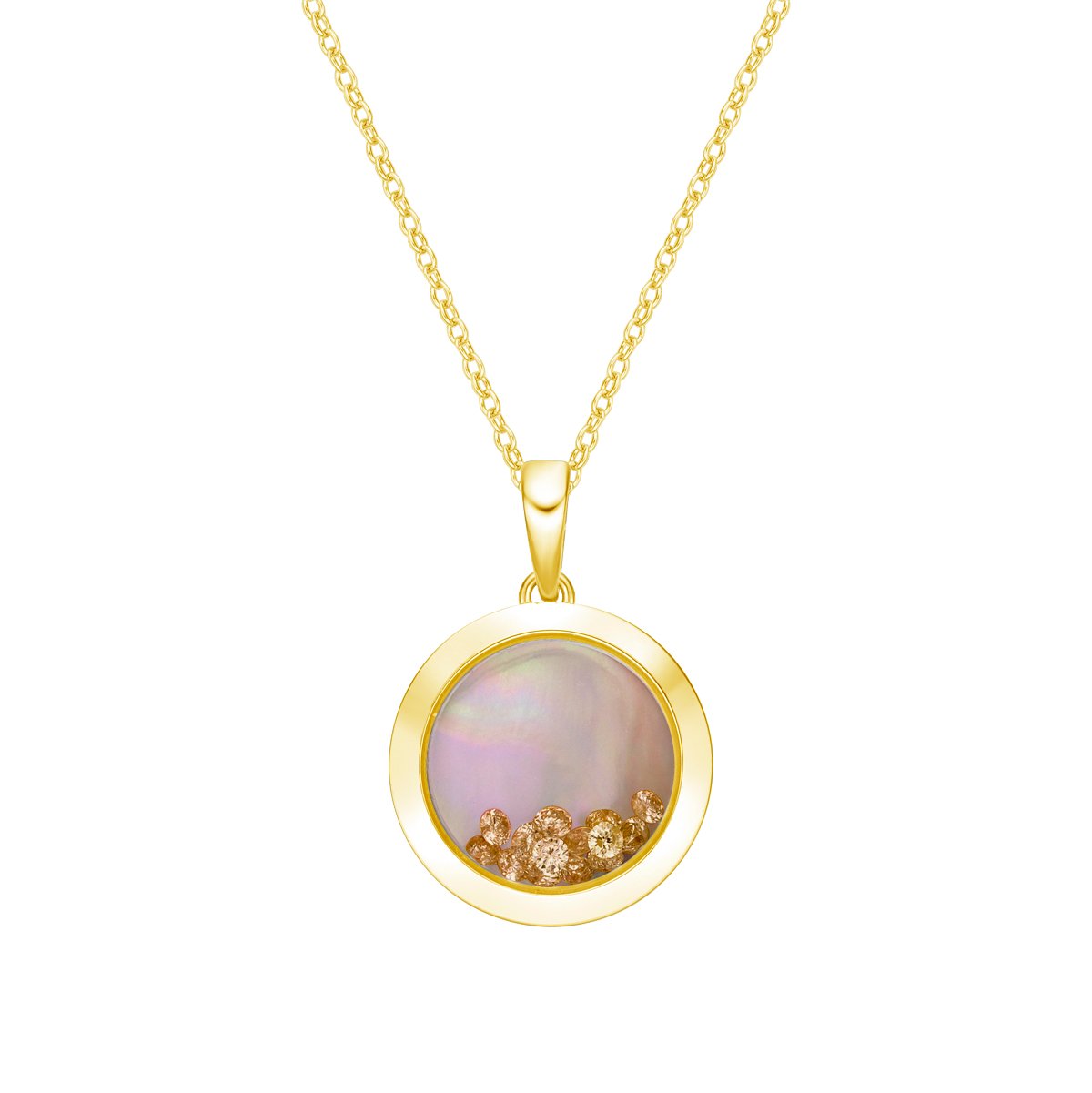 10K Yellow Gold Floating Circle Diamond Pendant