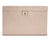 A large rectangular Palermo jewelry box in a light brown color with a gold-finished lock and key on the front.