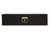A black leather jewelry box with a gold-finished lock on the front.