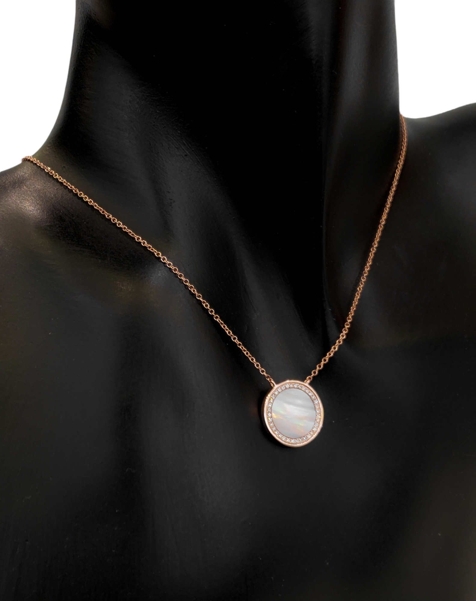 14K Rose Gold 0.11 cttw Diamond and Mother of Pearl Pendant