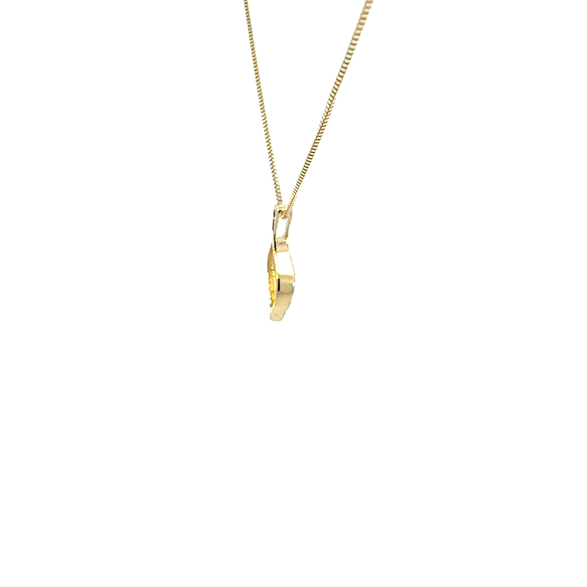 10K Yellow Gold 0.045 cttw Diamond and Sapphire Pendant, 18&quot;