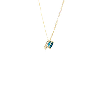 10K Yellow Gold London Blue Topaz and Diamond Pendant, 18"