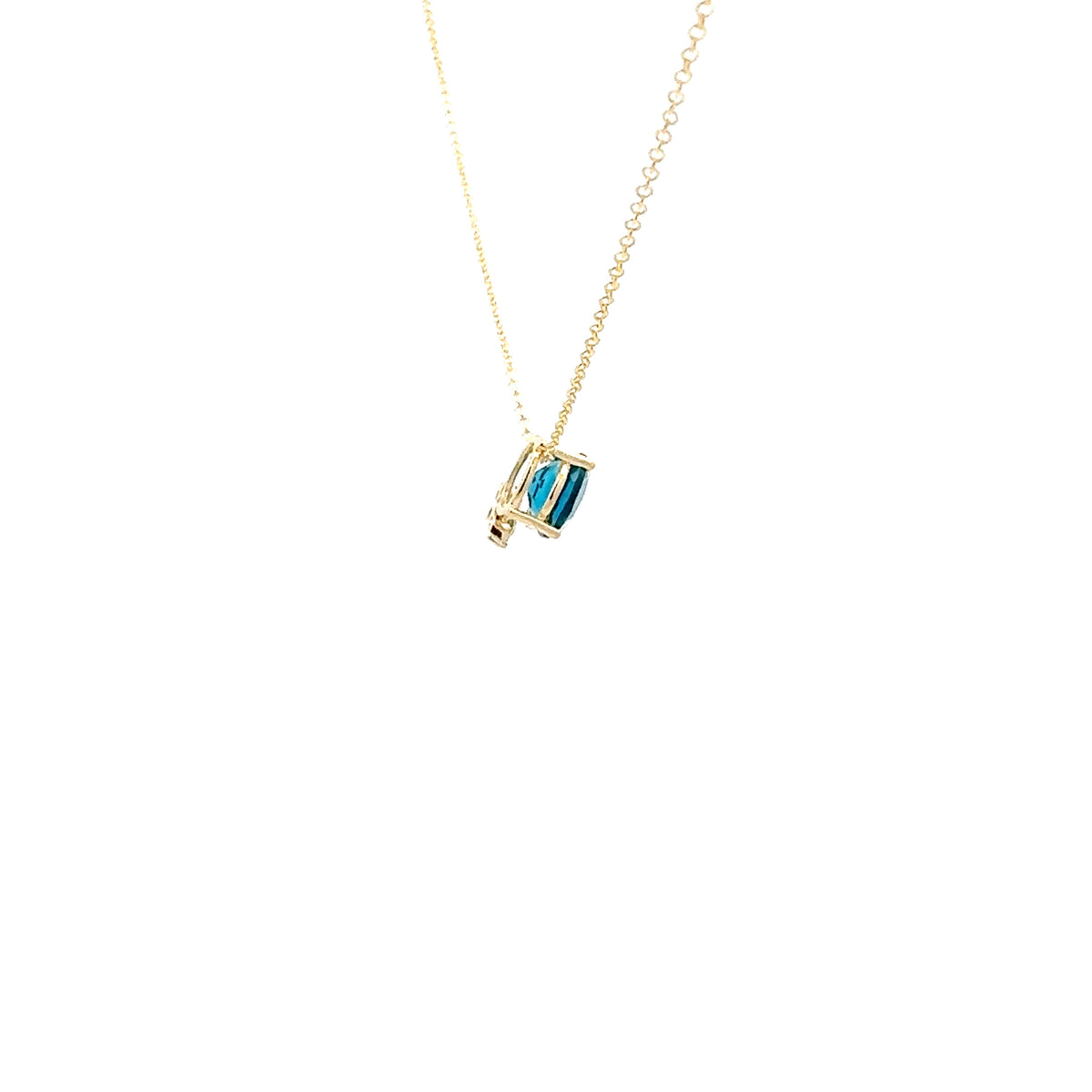 10K Yellow Gold London Blue Topaz and Diamond Pendant, 18&quot;