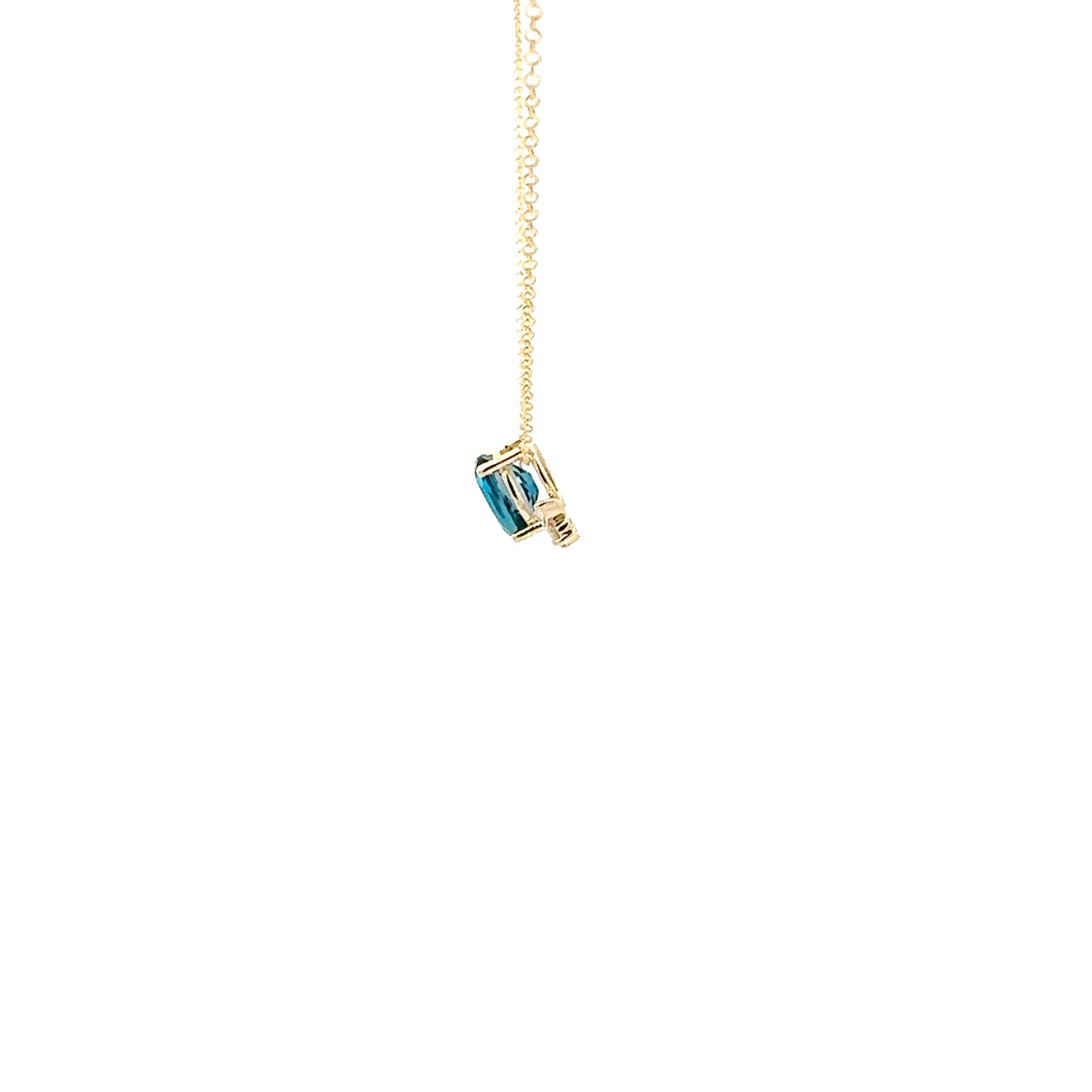 10K Yellow Gold London Blue Topaz and Diamond Pendant, 18&quot;