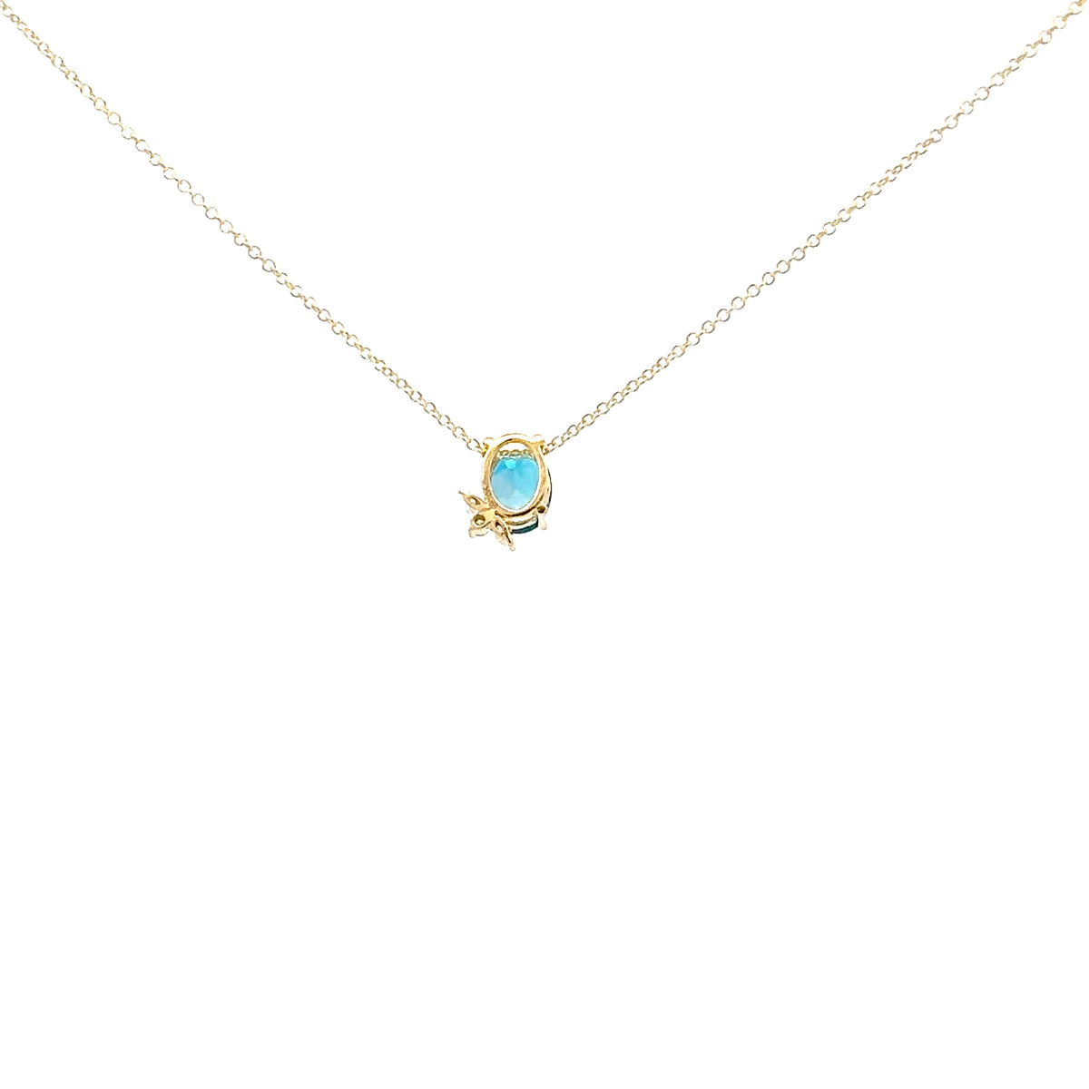 10K Yellow Gold London Blue Topaz and Diamond Pendant, 18&quot;