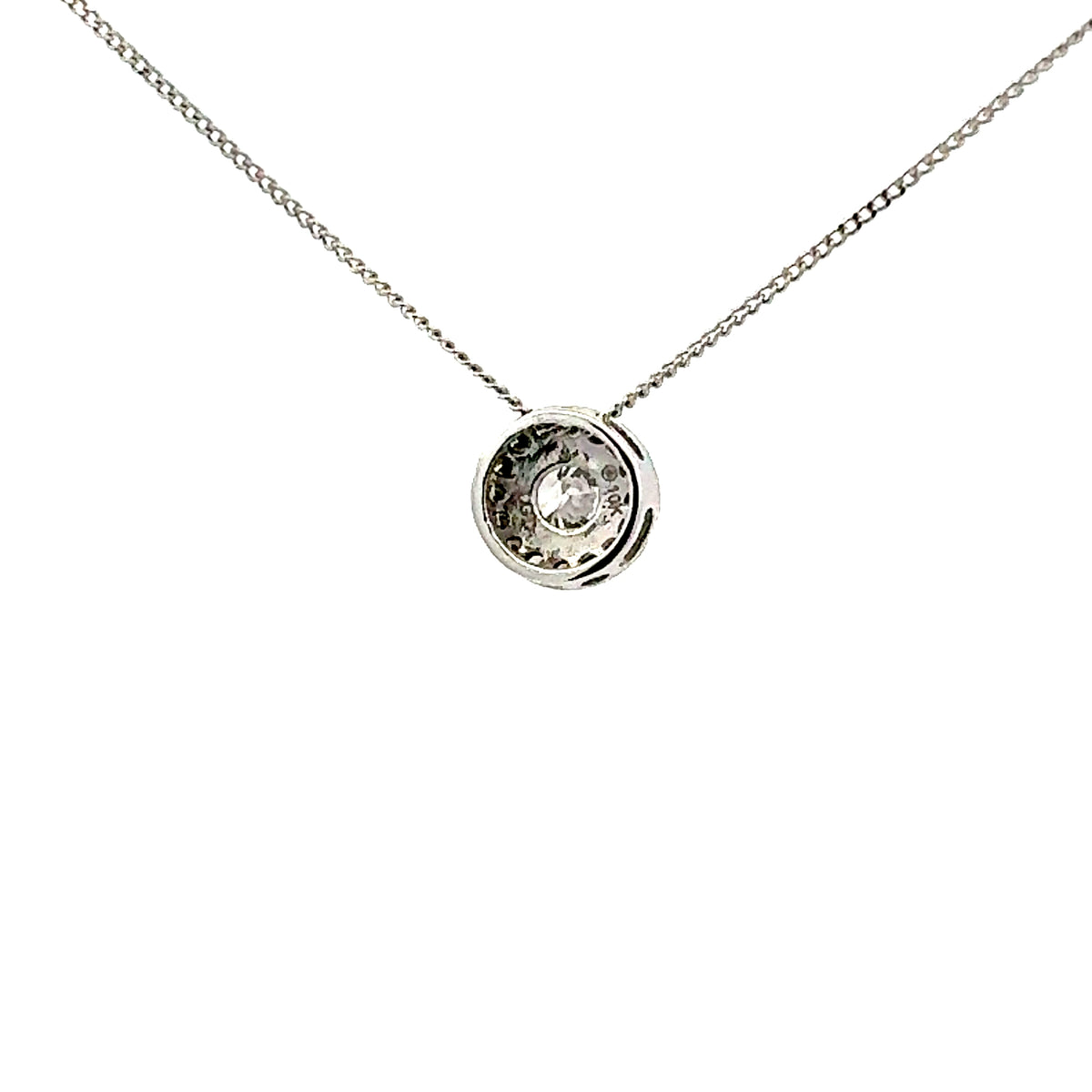 10K White Gold 0.63cttw Lab Grown Diamond Halo Necklace - 18 Inches