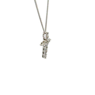 Tracking - 10K White Gold 0.25cttw Lab Grown Diamond Cross Necklace - 18 Inches