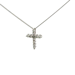 Tracking - 10K White Gold 0.25cttw Lab Grown Diamond Cross Necklace - 18 Inches