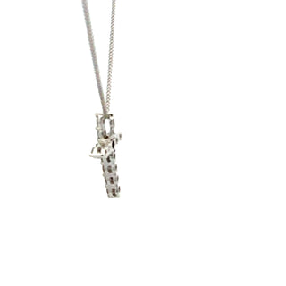 Tracking - 10K White Gold 0.25cttw Lab Grown Diamond Cross Necklace - 18 Inches