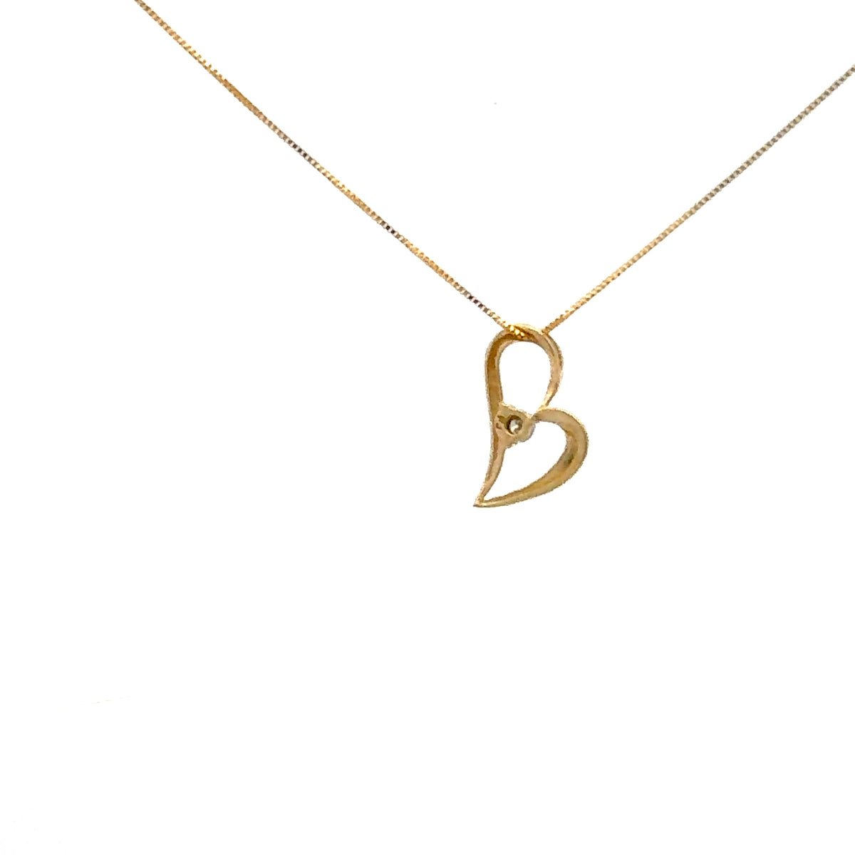 10K Yellow Gold 0.02cttw Diamond Heart Pendant, 18&quot;