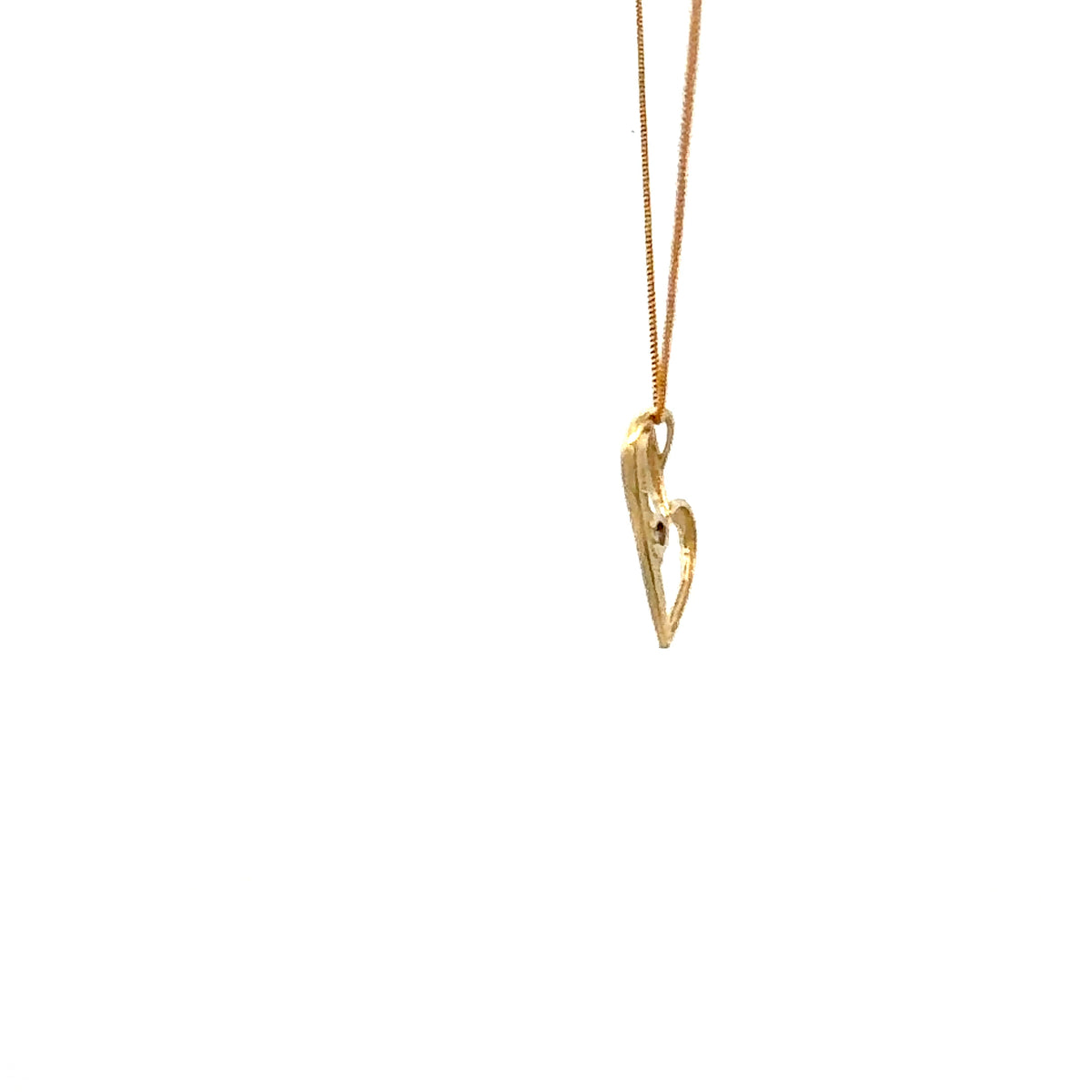 10K Yellow Gold 0.02cttw Diamond Heart Pendant, 18&quot;