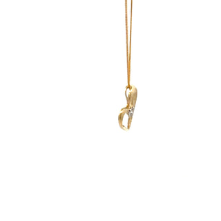 10K Yellow Gold 0.02cttw Diamond Heart Pendant, 18"