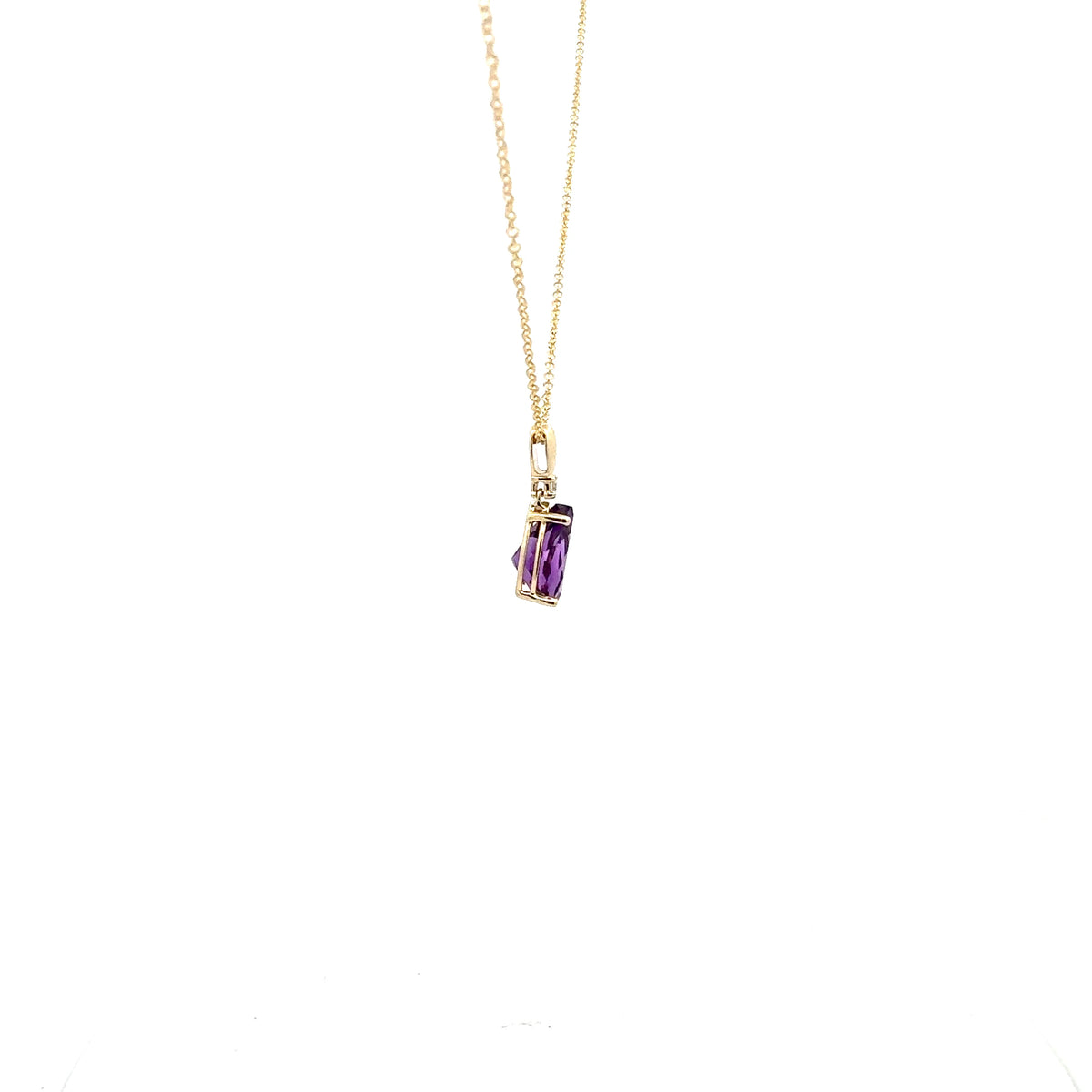 10K Yellow Gold Amethyst and Canadian Diamond Pendant