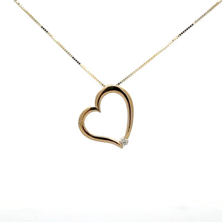 10K Yellow Gold 0.03cttw Canadian Diamond Heart Pendant, 18"