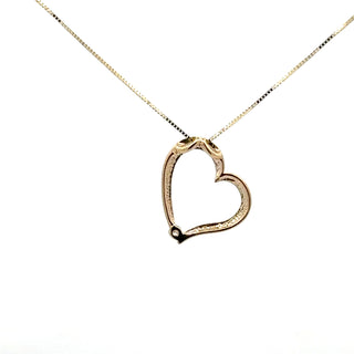 10K Yellow Gold 0.03cttw Canadian Diamond Heart Pendant, 18"