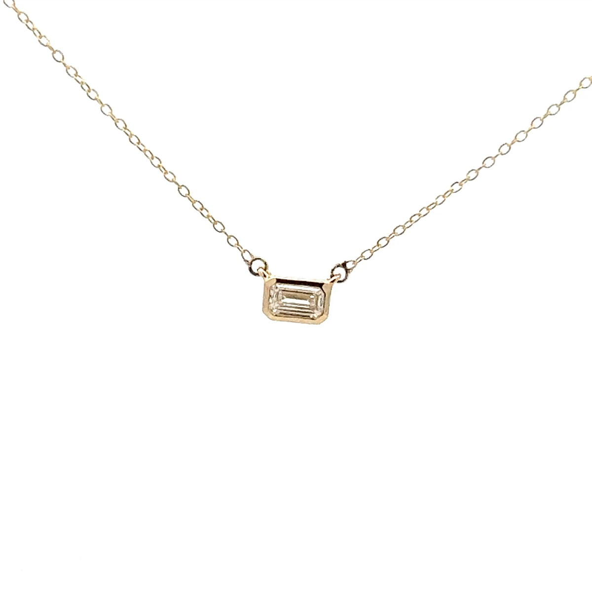 10K Lab Grown Diamond Bezel Set Necklace