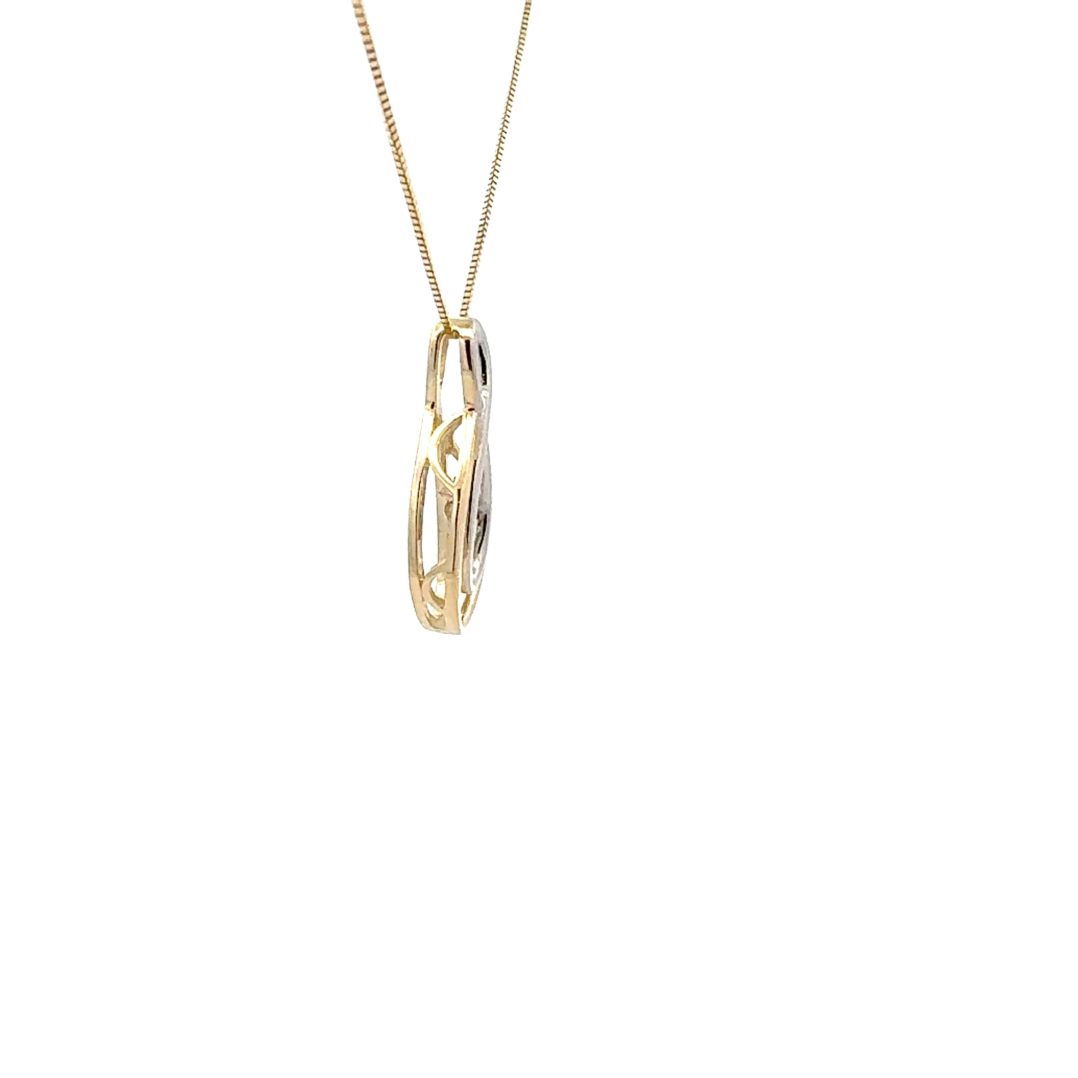 10K Yellow and White Gold 0.10 cttw Diamond Pulse Pendant, 18"
