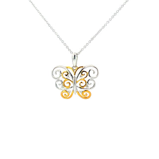 10K White Gold 0.02cttw Diamond Butterfly Pendant