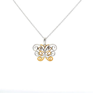 10K White Gold 0.02cttw Diamond Butterfly Pendant