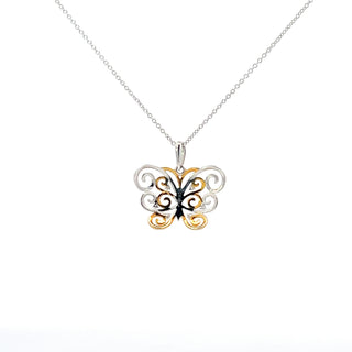 10K White Gold 0.02cttw Diamond Butterfly Pendant