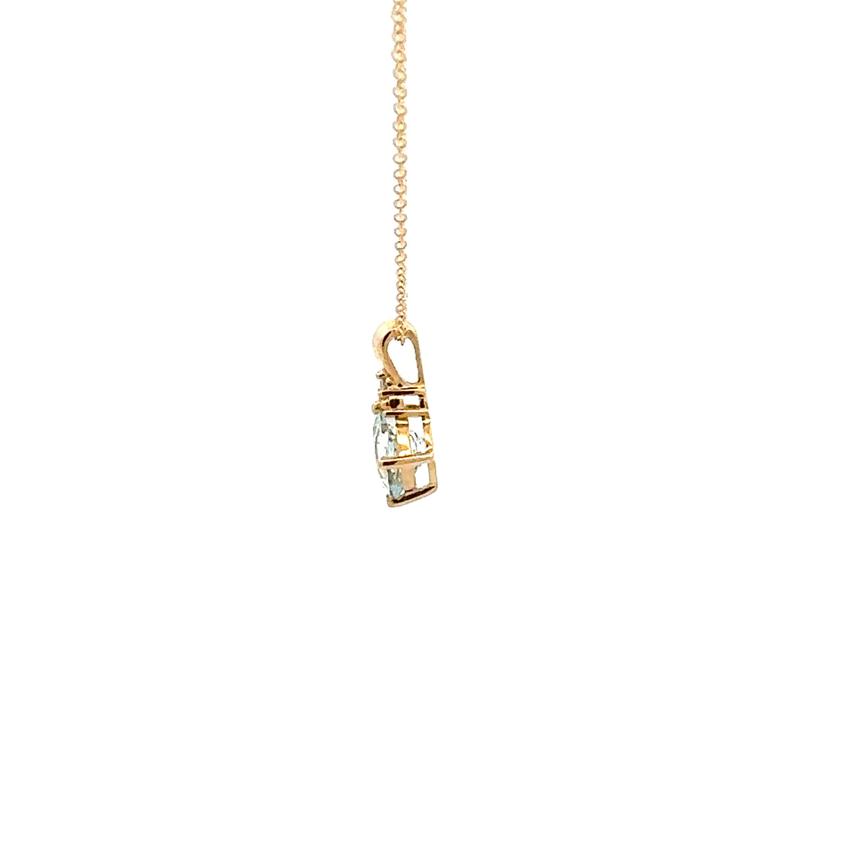 10K Gold Prong-set Aquamarine pendant with diamond accent