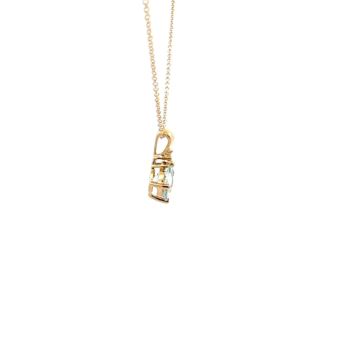 10K Gold Prong-set Aquamarine pendant with diamond accent