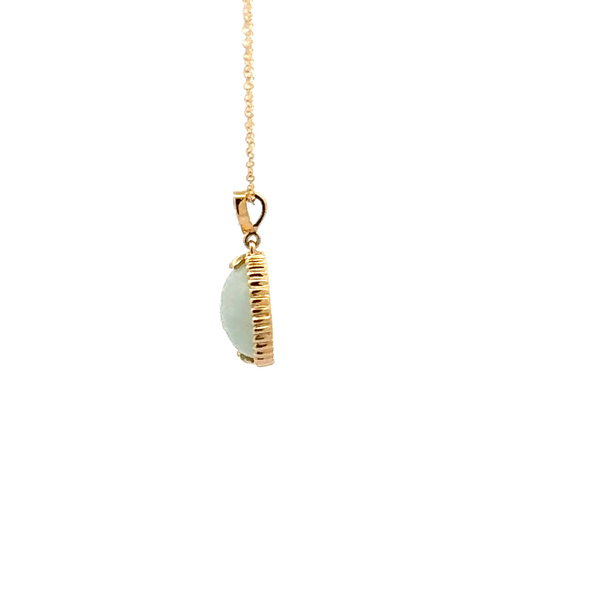 10K Gold Round Cut Jadeite and Diamond Pendant
