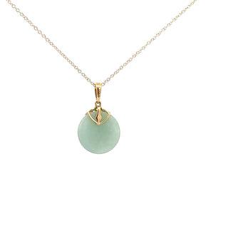 10K Gold Jadeite And Diamond Pendant