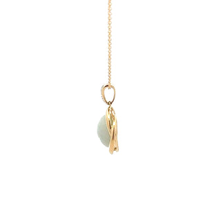 10K Gold Jadeite And Diamond Pendant