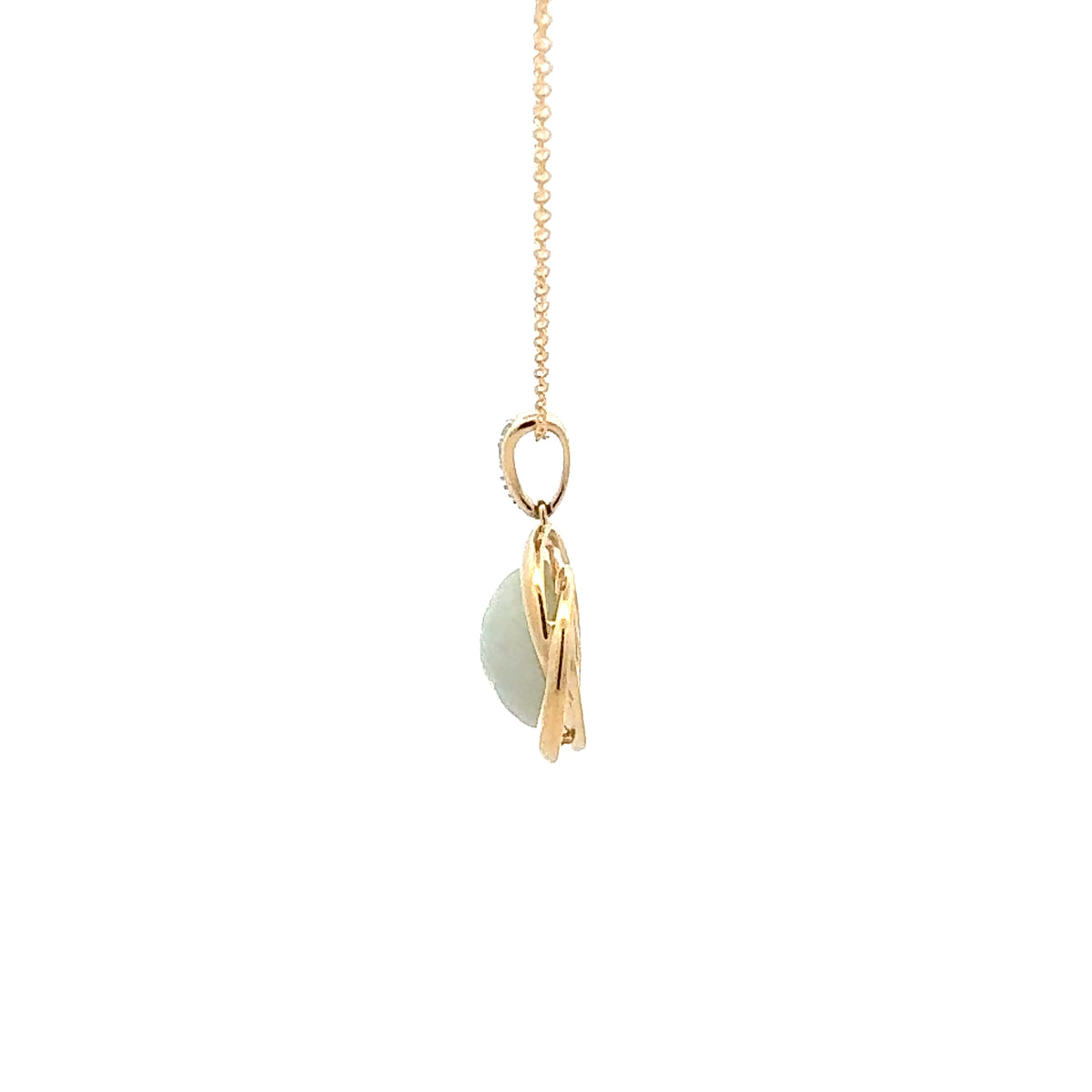 10K Gold Jadeite And Diamond Pendant