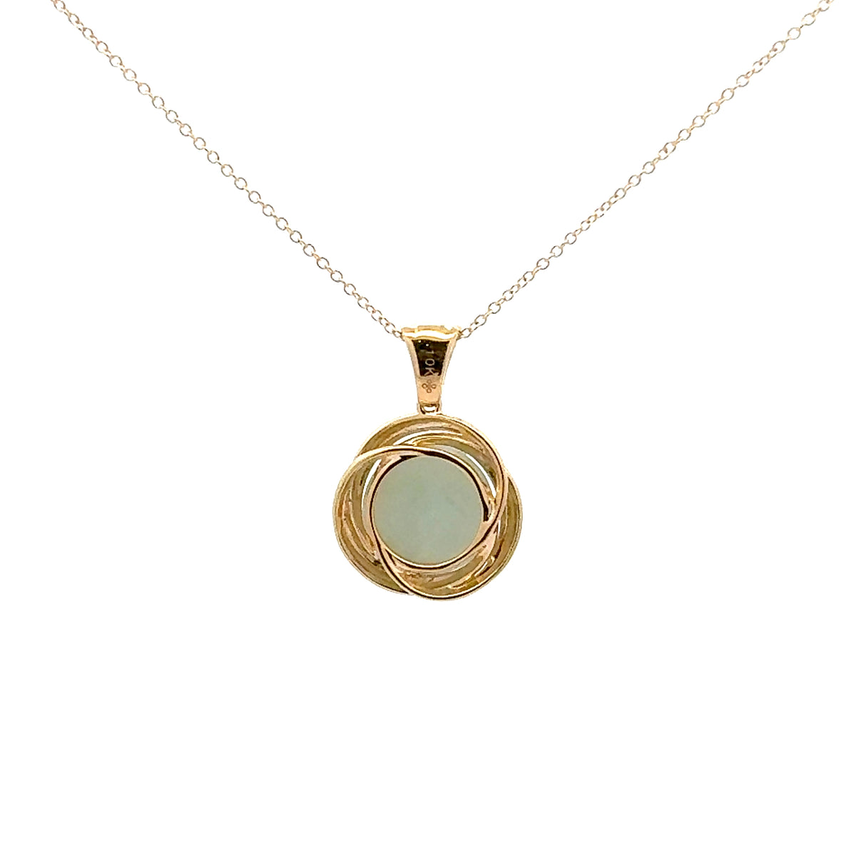 10K Gold Jadeite And Diamond Pendant