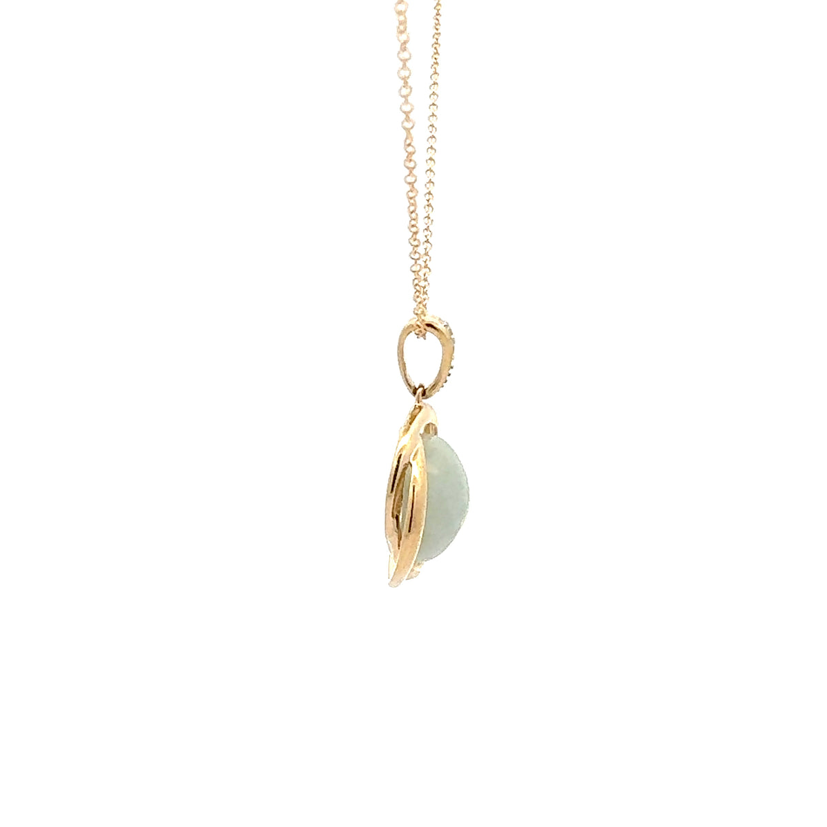 10K Gold Jadeite And Diamond Pendant