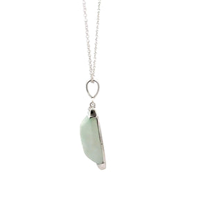 Colgante de diamantes y jade de 6,5 quilates en oro blanco de 10 quilates - 18"