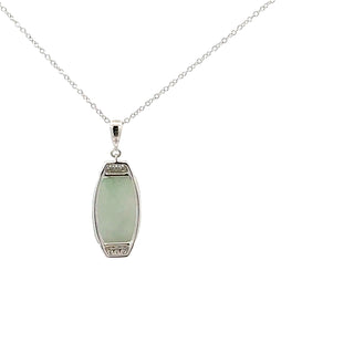 Colgante de diamantes y jade de 6,5 quilates en oro blanco de 10 quilates - 18"