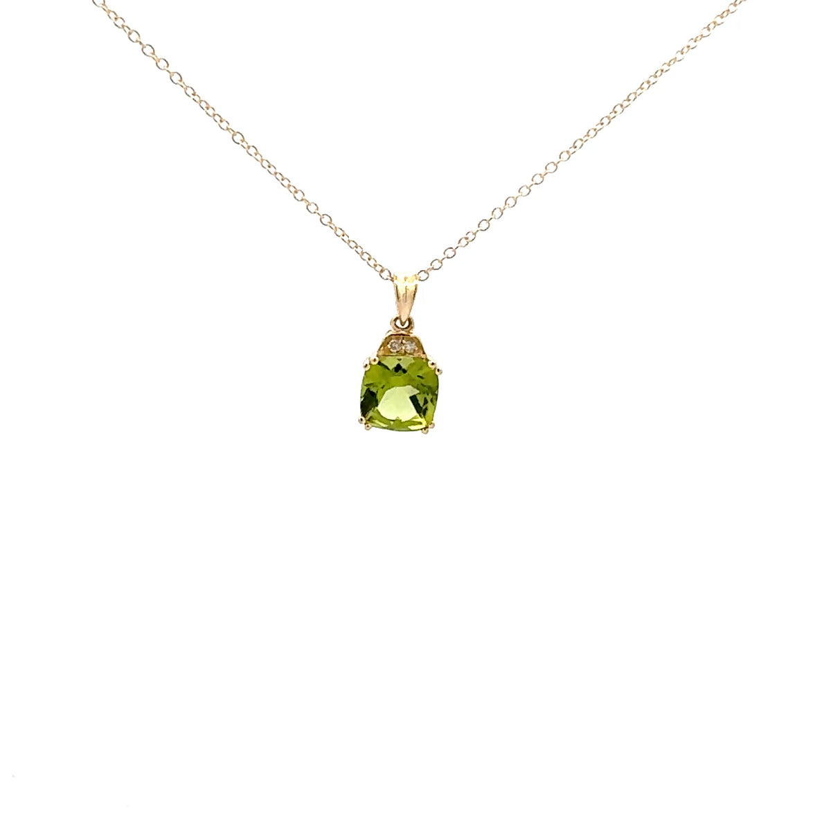 10K Yellow Gold Peridot and Diamond Necklace