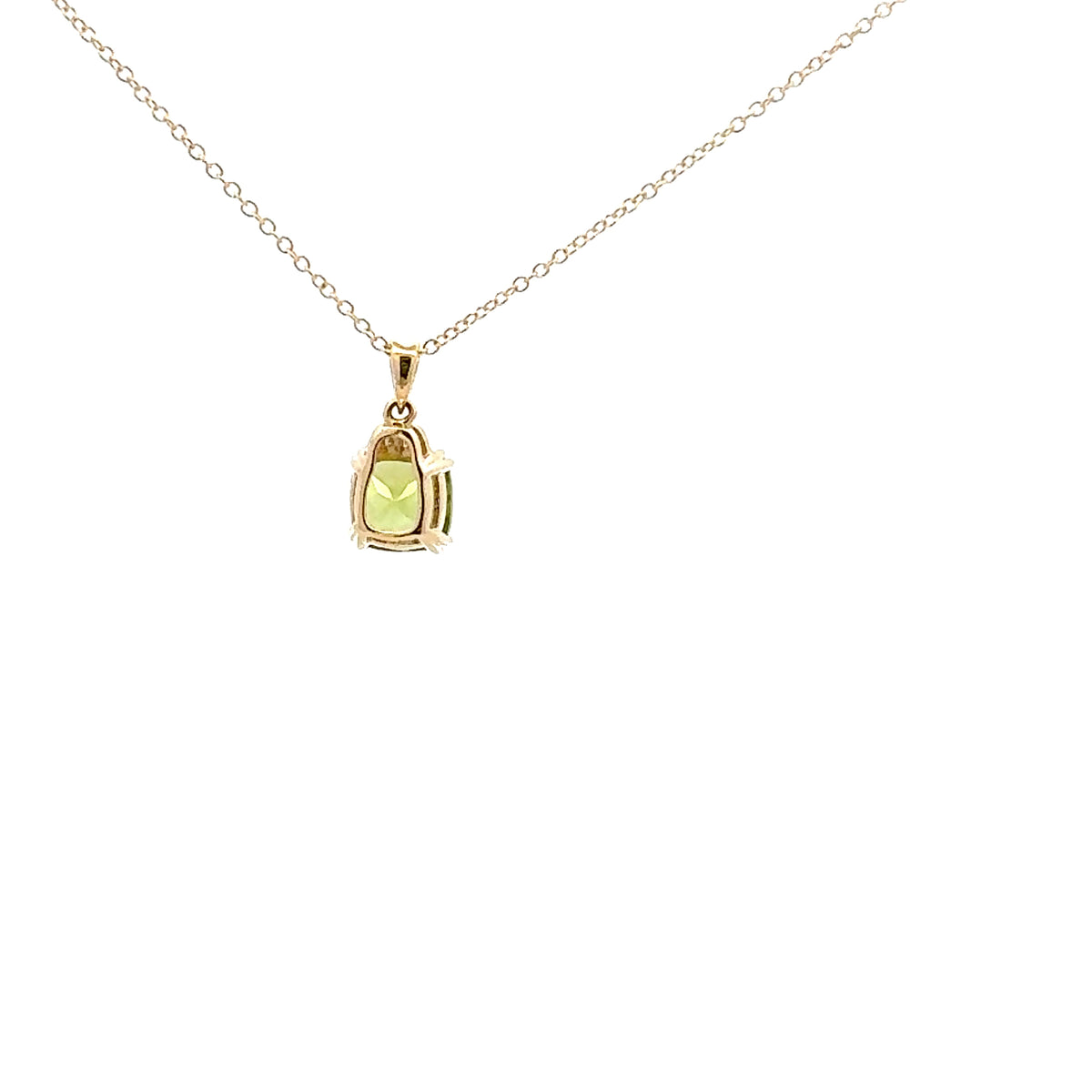 10K Yellow Gold Peridot and Diamond Necklace